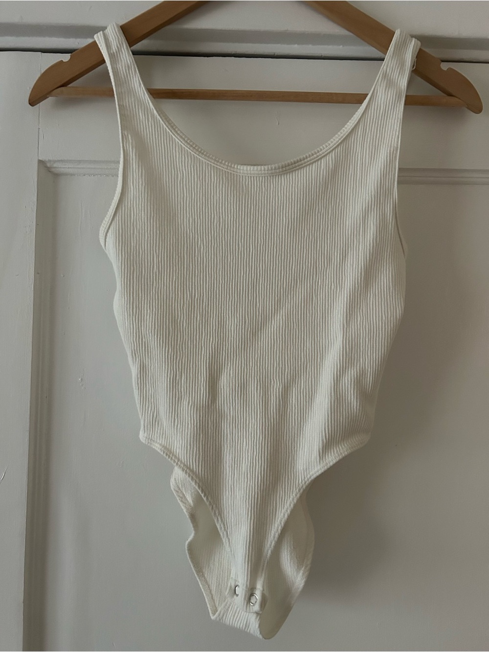 Cream Ribbed One-Piece Bodysuit